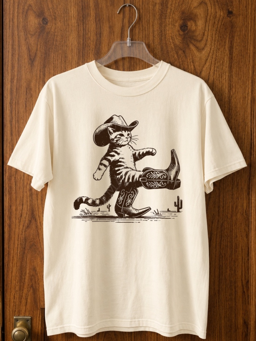 Cowboy Cat Graphic Tee - Off White Vintage